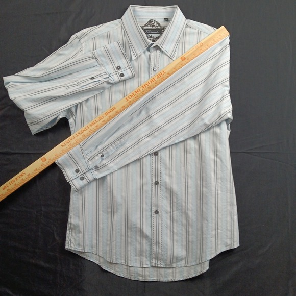 7 Diamonds Mens XL Long Sleeve Button Down Blue White Striped Cotton Shirt - Picture 11 of 13